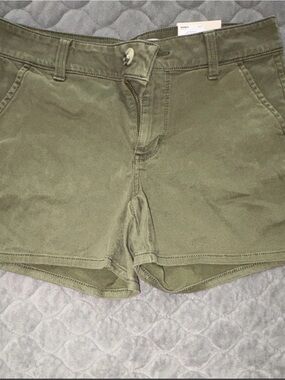 SO Olive Green Cotton Jean Shorts